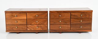 Pair of Bespoke Walnut Dovetailed Jewelry Boxes