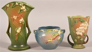 Three Pieces of Roseville Art Pottery.