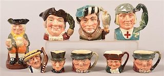 Nine Miniature and Small Royal Doulton  Mugs.