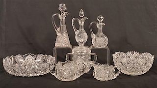 8 Various Pieces of American Brilliant Cut Glass.