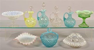 9 Various Opalescent and Pattern Glass Pieces.