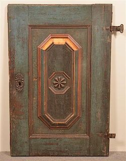 18th Century Molded Panel Door with Blue Paint.