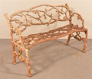 Antique Cast Iron Twig Form Bench.