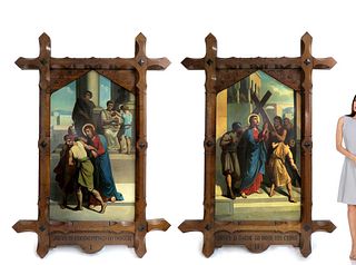 19th C. Monumental Pair of Framed Religious Paintings