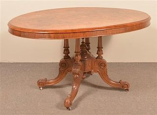 Victorian Burlwood Oval Tilt-top Breakfast Table.