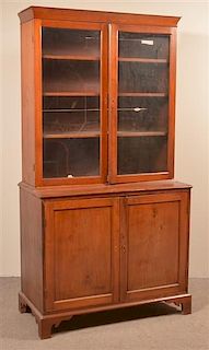 PA Hepplewhite Walnut Cabinet with Bookcase Top.