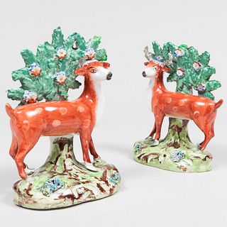 Staffordshire Figures of a Stag and Hind