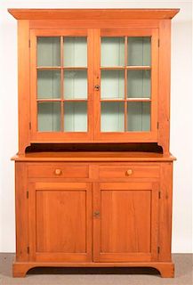 PA Federal Softwood Two Part Dutch Cupboard.