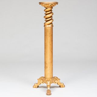 Swedish Baroque Style Giltwood Pedestal