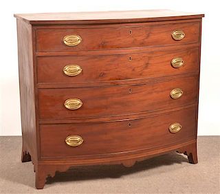 PA Hepplewhite Mahogany Bow-front Chest of Drawers.