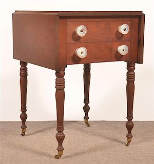 PA Federal Cherry Two Drawer Drop-leaf Stand.
