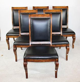 Set of 6 mahogany & leather chairs