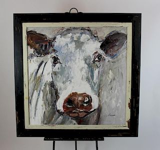 Oil on canvas of Cow