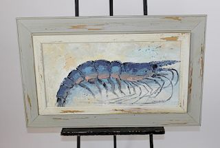 Cottage style Oil on canvas of  shrimp