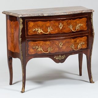 Louis XV Ormolu-Mounted Amaranth, Tulipwood, and Marquetry Commode