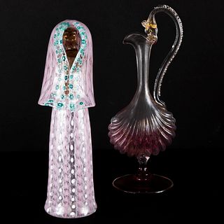 Venini Glass Figure of a Woman with Veil and a Murano Ewer