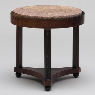 Biedermeier Style Mahogany and Ebonized Marble Topped Side Table