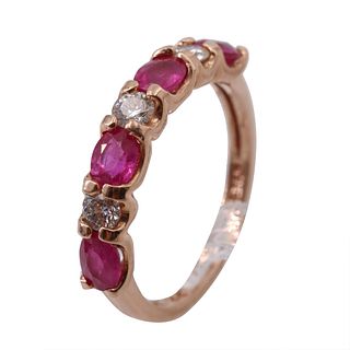 Rubies & Diamonds 14k Gold Band Ring