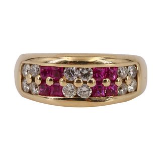 Rubies & Diamonds 18k Gold Band Ring