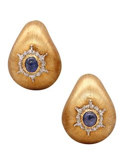 Buccellati Milano Clips-earrings in 18 kt gold with Ceylon Sapphires