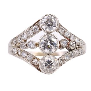 Art Deco Platinum Ring with 1.80 ctw in Diamonds