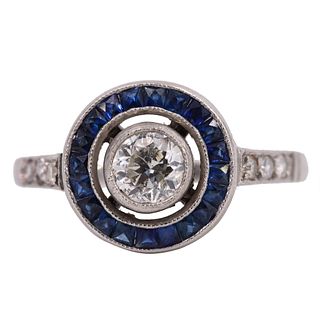Diamonds & Sapphires Platinum Target Ring