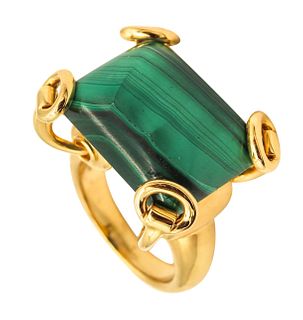 Gucci Milano Horsebit Cocktail Ring In 18Kt Gold with 26.5 Cts Malachite