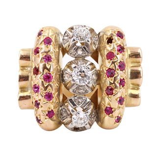 Diamonds & Rubies 18k Gold & Platinum Ring