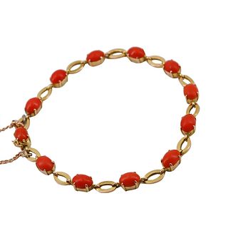 14k gold Bracelet with Red Corals