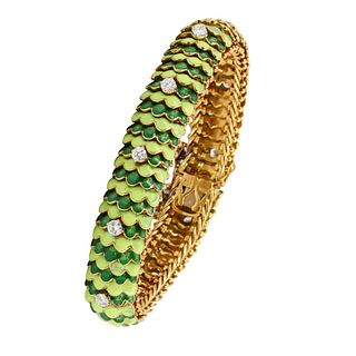 Enamel & Diamonds 18k Gold Italian Bracelet