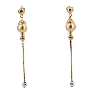 Tri-tones 18k Gold Hanging earrings