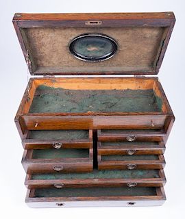 Oak Machinist Cabinet, Seven Drawers