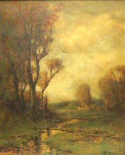 FIELD, Edward L. Oil on Canvas. Landscape with
