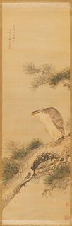 Zhang Pan Hawk Ink on Silk Scroll Painting