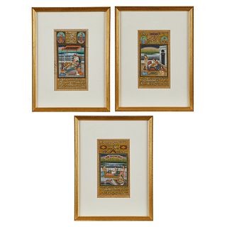 3 Double-Sided Hindi Framed Documents w/ Artwork