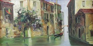 PISANI, Angelo. Oil on Canvas. Venetian Canal.