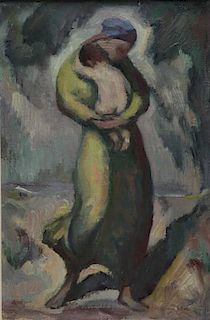 AMMANN, Eugen. Oil on Canvas. Mother and Child.