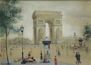 GISSON, Andre. Oil on Canvas. "Arc de Triomphe".