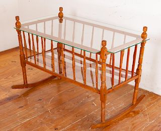 Baby Cradle Circa 1800s Side Table, Converted