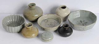Eight Pieces Celadon Glazed Ceramics