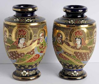 Pair Japanese Satsuma Vases