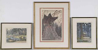Three Toshi Yoshida Woodblock Prints
