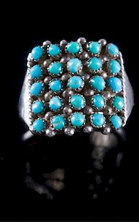 Zuni Sterling & Turquoise Snake Eye Ring