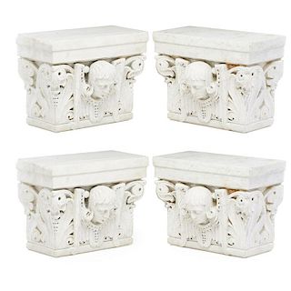 SET OF FOUR WHITE MARBLE CAPITOLS