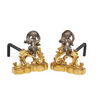 PAIR OF FRENCH STYLE ANDIRONS