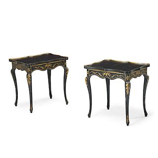 PAIR OF ROCOCO STYLE PAINT-DECORATED SIDE TABLES