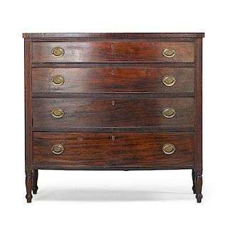 SHERATON MAHOGANY BOW FRONT CHEST OF DRAWERS