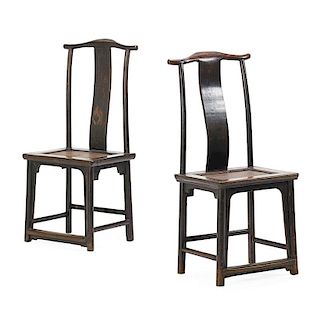 PAIR OF CHINESE ELM SIDE CHAIRS