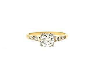 Art Deco 18k Gold Platinum Diamond Engagement Ring