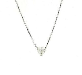 Tiffany &amp; Co Platinum Heart Diamond Solitaire Necklace